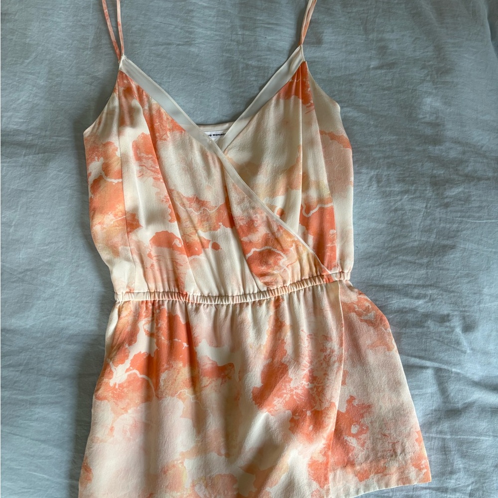 Club Monaco Peach and Cream Wrap jumpsuit/skort
